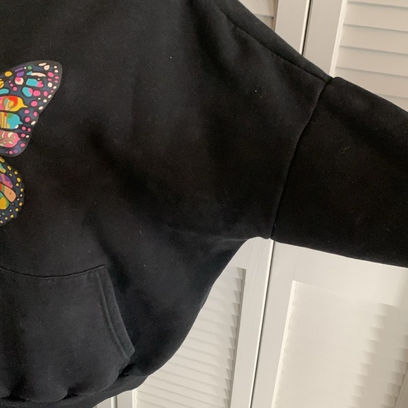 Adika Butterfly Hoodie Oversized Black Sweatshirt Multi Color Graphic Unisex OS - Picture 3 of 11